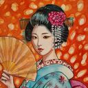 Japonka Aoi, oryginalna akwarela
