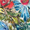 Florals 1 - akwarela botaniczna na papierze 30x30 cm (okrągła), bez ramy
