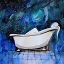 Akwarela "W wannie II" artystki Adriany Laube