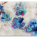 Obraz XXL Liście 1 120x70 cm na płótnie Canvas - modern abstrakcja niebiesko-biała