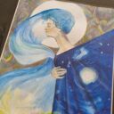 "Dzień i noc" piękna akwarela w passe-partout i ramie. Ela Jankowska