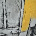 Abstrakcja Popiel i Żółć 2 - ręcznie malowany obraz akrylowy na płótnie 100 x 70 cm dla Twojego wnętrza 