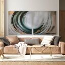 Dyptyk Abstrakcja Wave - ręcznie malowany obraz akrylowy 2x100x100 cm