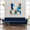 Geometryczna abstrakcja - granatowy minimalistyczny obraz - wydruk na płótnie 90x90 cm