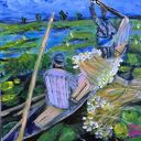 Bangladesz - ręcznie malowany obraz pejzażowy na płótnie 40x40