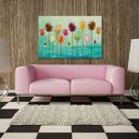Kolorowy obraz z abstrakcją 120x80 cm - turkusowe kształty Vaku dsgn