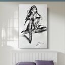 Czarno-biała grafika „I Love Boots” - rysunek węglem 60x90 cm do sypialni