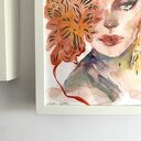 Flame Lily - ręcznie wycinany obraz z akwarelą (mixed media)