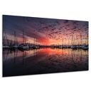 Obrazy do salonu na ścianę JACHTY 2 port zachód słońca morze płótno 120x80
