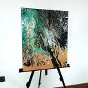 Wichura 40x50 - abstrakcja ręcznie malowany obraz ze złotymi akcentami