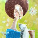 Chwila spokojnej melancholii - giclee z kotem