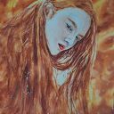 W płomieniach - oryginalna akwarela (42x29,7 cm)