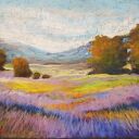 Lawendowe pole - obraz z lawendą 18x24 cm w technice suchych pasteli