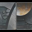 Obraz do salonu - ABSTRAKCJA INDUSTRIALNA OKRĘGI STRUKTURA - 70x50 cm (106601)