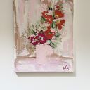 Różowy wiosenny bukiet - obraz akrylowy 24x30 cm malowany ręcznie (bez ramy)