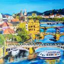 Obraz Praga - ręcznie malowany akryl i tempera na płótnie 50x40 cm