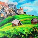 Obraz Tyrol południowy - ręcznie malowany pejzaż 40x40 cm