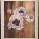 Ręcznie malowany obraz olejny „Białe Maki Ogrodowe Impresja” 60x70 cm