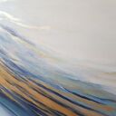 Nowoczesna abstrakcja - obraz akrylowy 100 x 70 cm w złocie, niebieskim i bieli