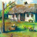 Domek na wsi. Sucha pastel