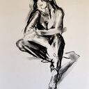 Szkic kobiety - rysunek węglem 33x47 cm