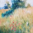 Pejzaż w pastelach 24x18 cm - ręcznie wykonany obraz