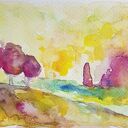 Pejzaż akwarela 12,5/18 cm - Paulina Lebida