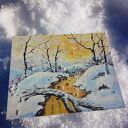 SERIA ZIMOWYCH OBRAZÓW 2szt. RĘCZNIE MALOWANYCH AKRYLOWY - 30x24cm