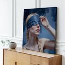 Obraz na płótnie „Kobieta tajemnica” dark blue 100x100 cm