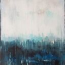 Abstrakcyjny obraz akrylowy 50x80 cm w odcieniach turkusu i błękitu