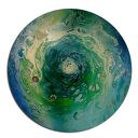 Tryptyk księżycowy w motywie Kosmos - handmade z ebru, złotym i miedzianym reliefem