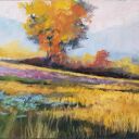 Pejzaż pastelami suchymi - rysunek drzew 18x24 cm