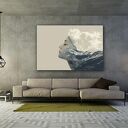 Surrealistyczny obraz na płótnie - góry i twarz w chmurach 120x80 cm