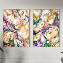 Zestaw obrazów ręcznie malowanych 100x70 cm - kolorowa abstrakcja