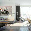 Obraz na płótnie Kurczaki na motocyklu 120x80 cm - wysyłka w 24h