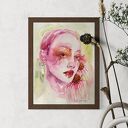 Echinacea, akwarela na papierze, portret kobiety