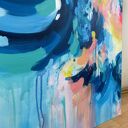 Kolorowa abstrakcja - duży abstrakcyjny obraz do salonu 90x100 cm ręcznie malowany