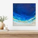 Granatowy mały obraz abstrakcyjny Ocean Maldives 20x20 cm do biura