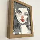 Red Lips - oryginalna akwarela w ramce 13x18 cm