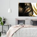 Nowoczesny obraz na płótnie Złote usta - czarna twarz 120x80 cm