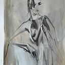 Lady - 64x112: obraz kobieta (akryl na papierze) - grafika kobieca