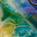 Obraz abstrakcyjny na płótnie 120x80 cm - płynne kolory czerwieni i niebieskiego