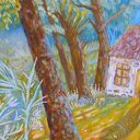 Farba i treść - obraz olejny „Dziewczynka i wyobraźnia” 50 x 35 cm