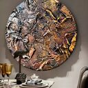 Goldondo - okrągły obraz strukturalny złoto i miedź