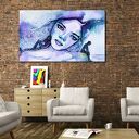 Obraz XXL na płótnie 120x70 cm - para kobieta w niebieskim i fioletowym