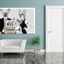 Obraz z rodziną buldożków francuskich 120x80 cm - druk na płótnie