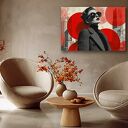 Obraz kobieta w okularach - czerwony glamour na płótnie 120x80