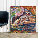 Obraz abstrakcja malarska 100x100 cm - geometryczny styl do salonu i biura 