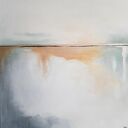 Abstrakcja - ręcznie malowany obraz akrylowy 70x70 cm (kwadrat) w bieli, szarości i złocie