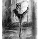 DANCE 6 - SERIA TANIEC (A4) - baletnica grafika ręcznie wykonana, rysunek węglem